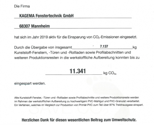 CO2 Einsparung 2019